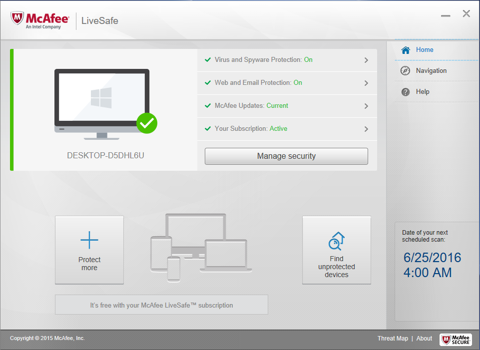 Selecting the Virus and Spyware Protection button