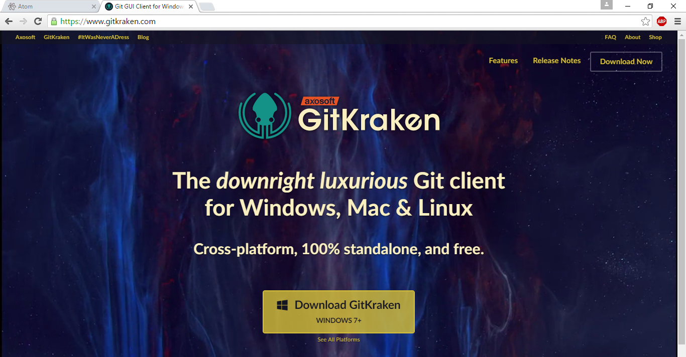 Downloading the windows installer from the GitKraken homepage